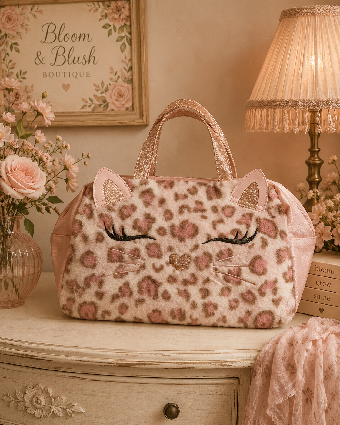 Animal Print Fuzzy Duffle Bag