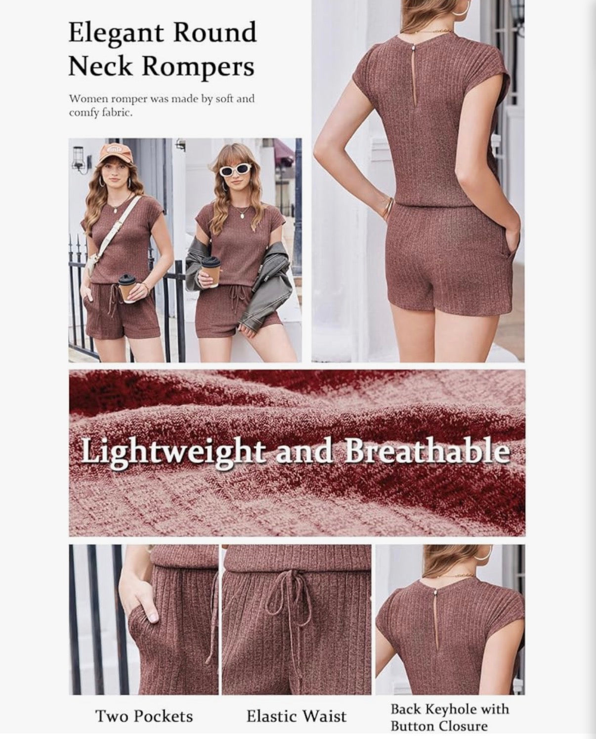 Burgundy Casual Romper - Size Medium