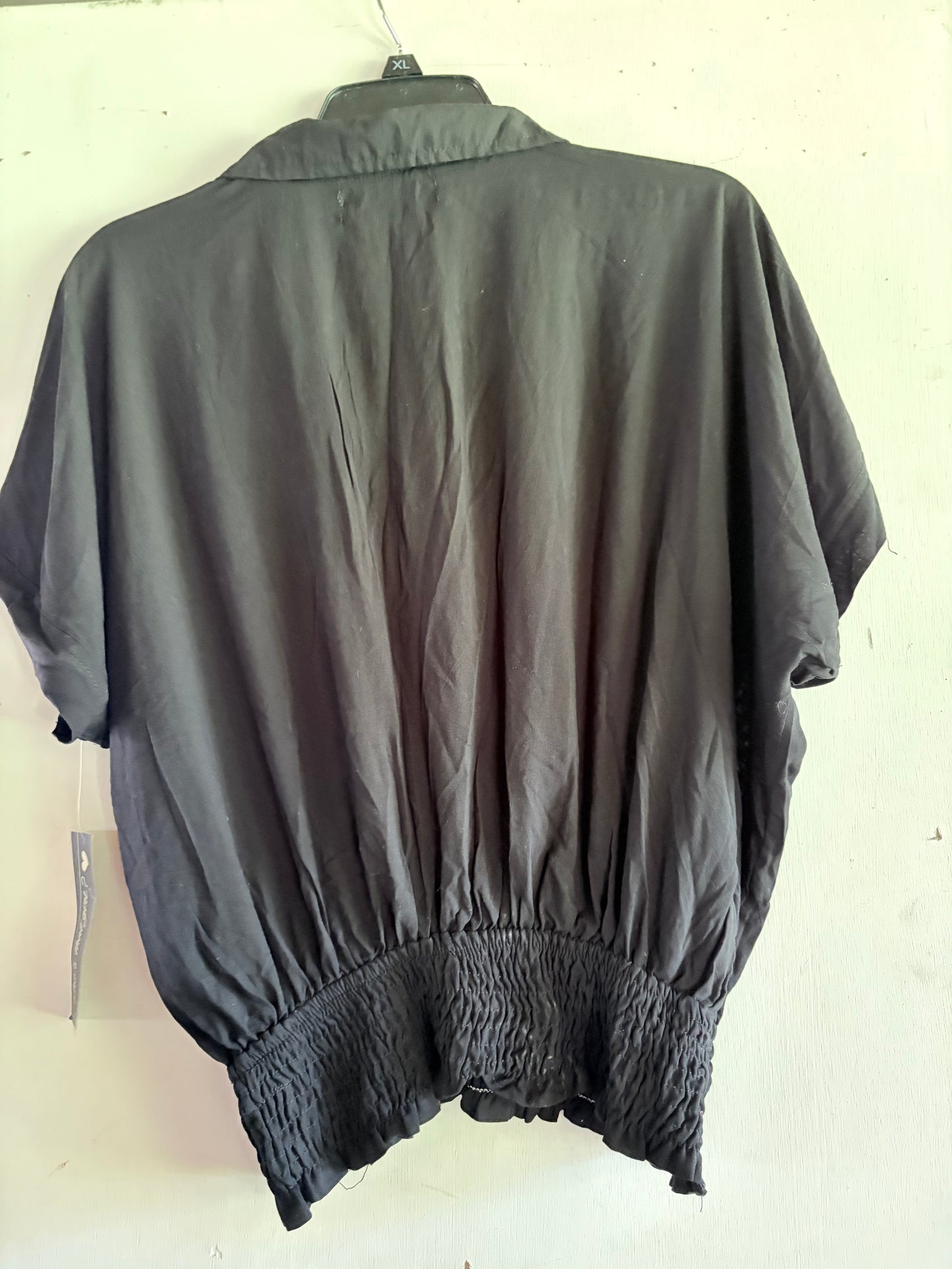Black Button Down Waist Fitted Shirt