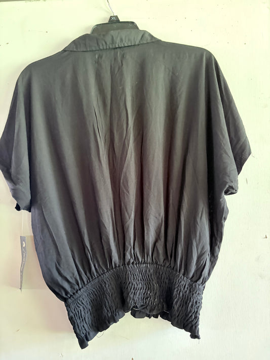 Black Button Down Waist Fitted Shirt