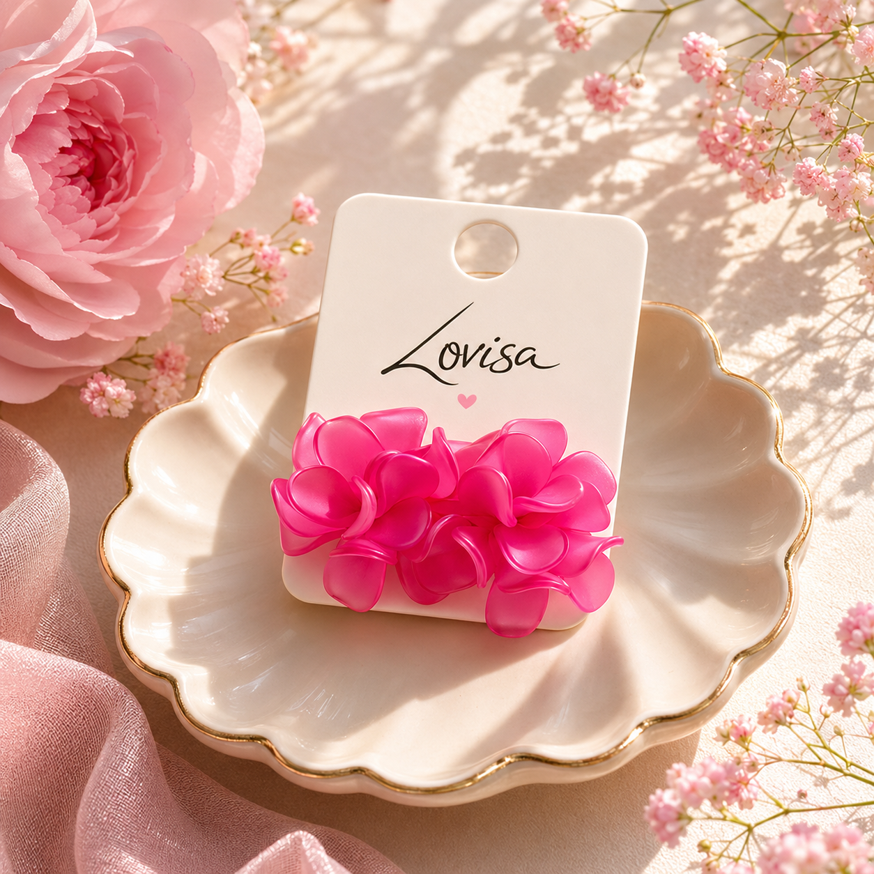 Hot Pink Floral Earrings
