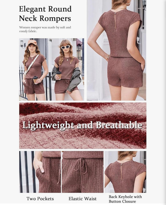 Burgundy Casual Romper - Size Medium