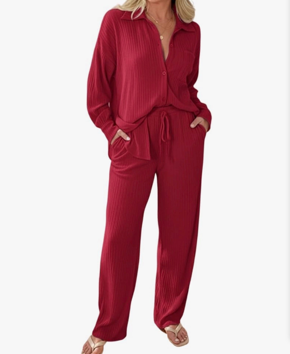 2 Piece Wide Leg Pants Set - Size Large