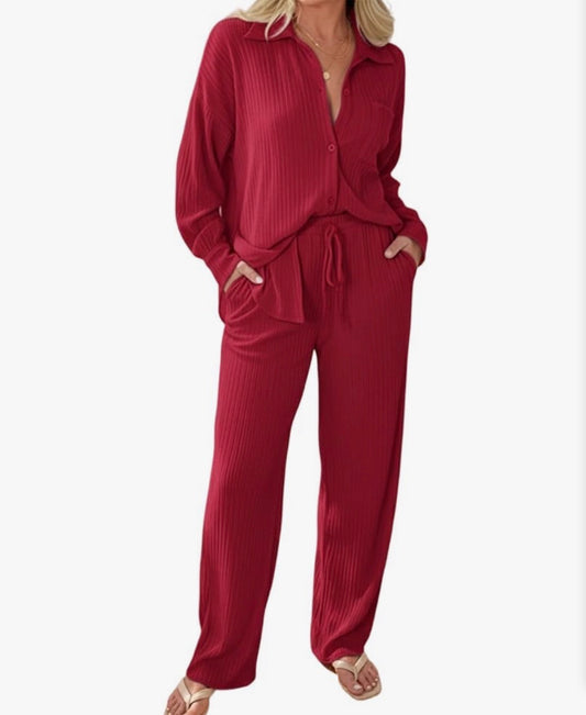 2 Piece Wide Leg Pants Set - Size Large