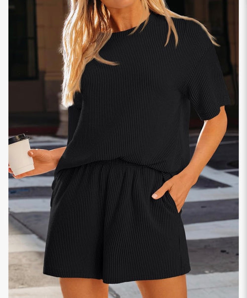 2 Piece Black Short Set- Size Large