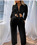 2 Piece Black Lightweight Pants Suit - Size XLarge