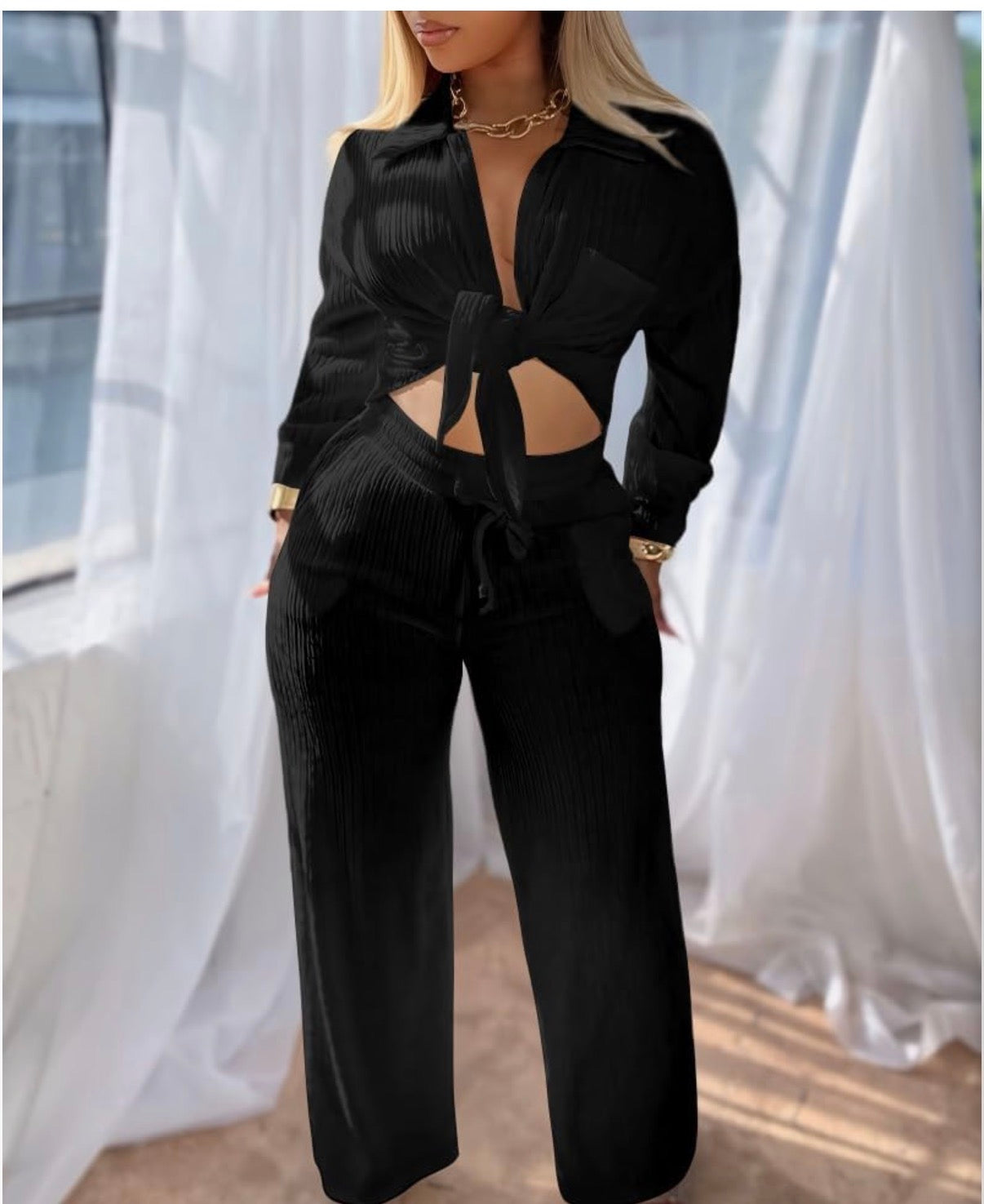 2 Piece Black Lightweight Pants Suit - Size XLarge