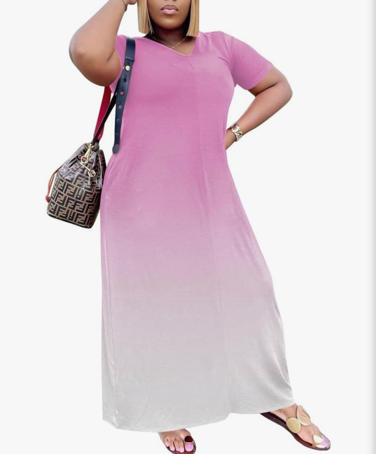 Pink Ombré Maxi Dress - Size Small/Medium