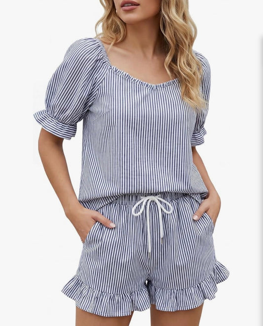 2PC Striped Short Set - Size Small