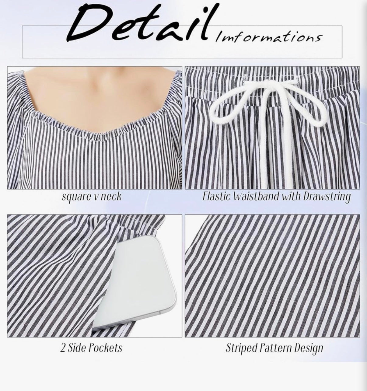 2PC Striped Short Set - Size Small