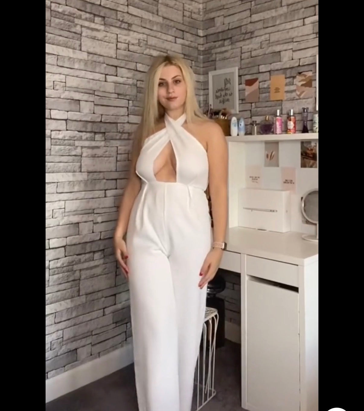 White Crisscross Jumpsuit - Medium