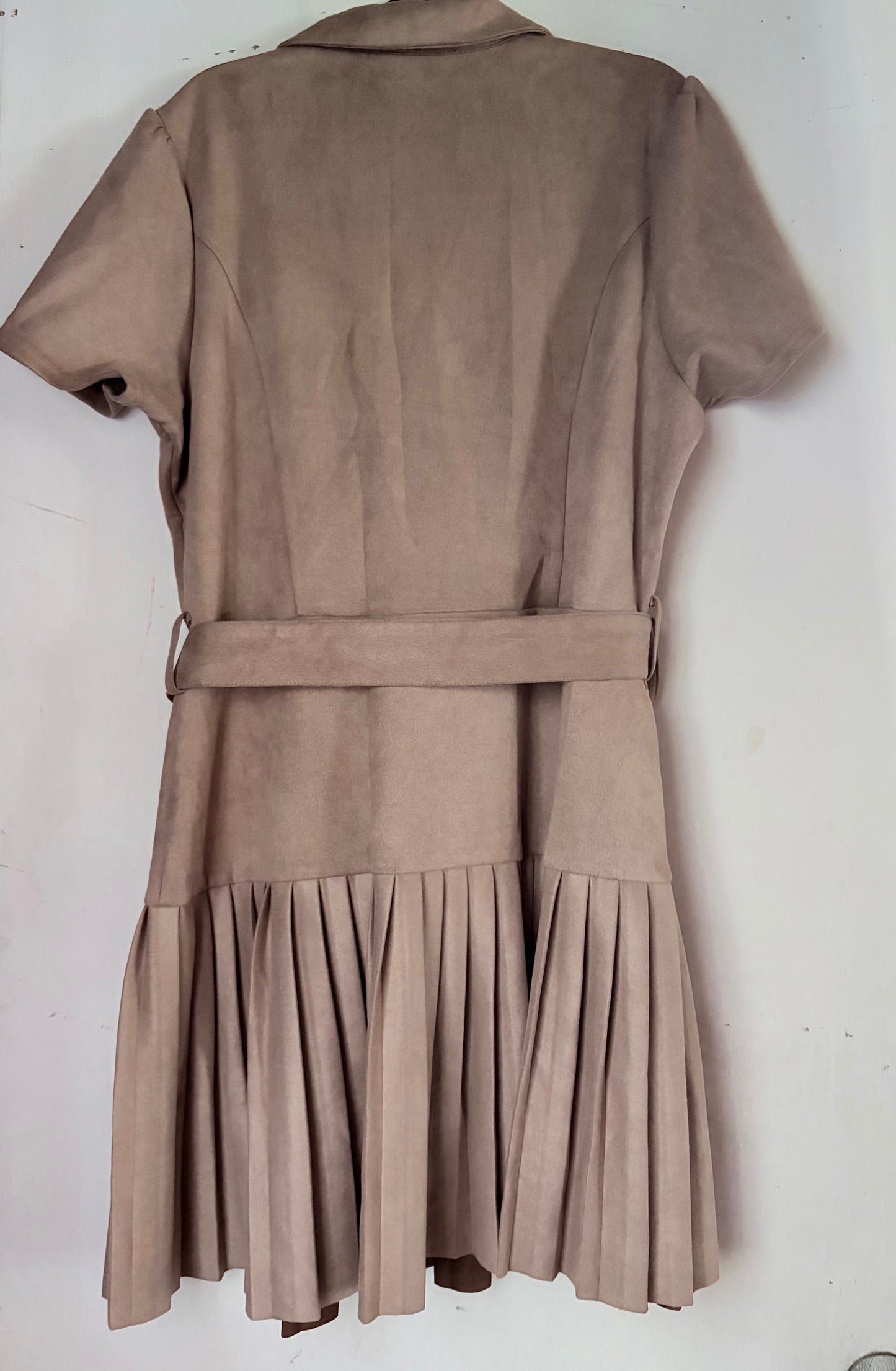 Suede Light Brown Pleated Dress