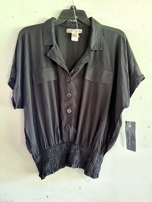 Black Button Down Waist Fitted Shirt