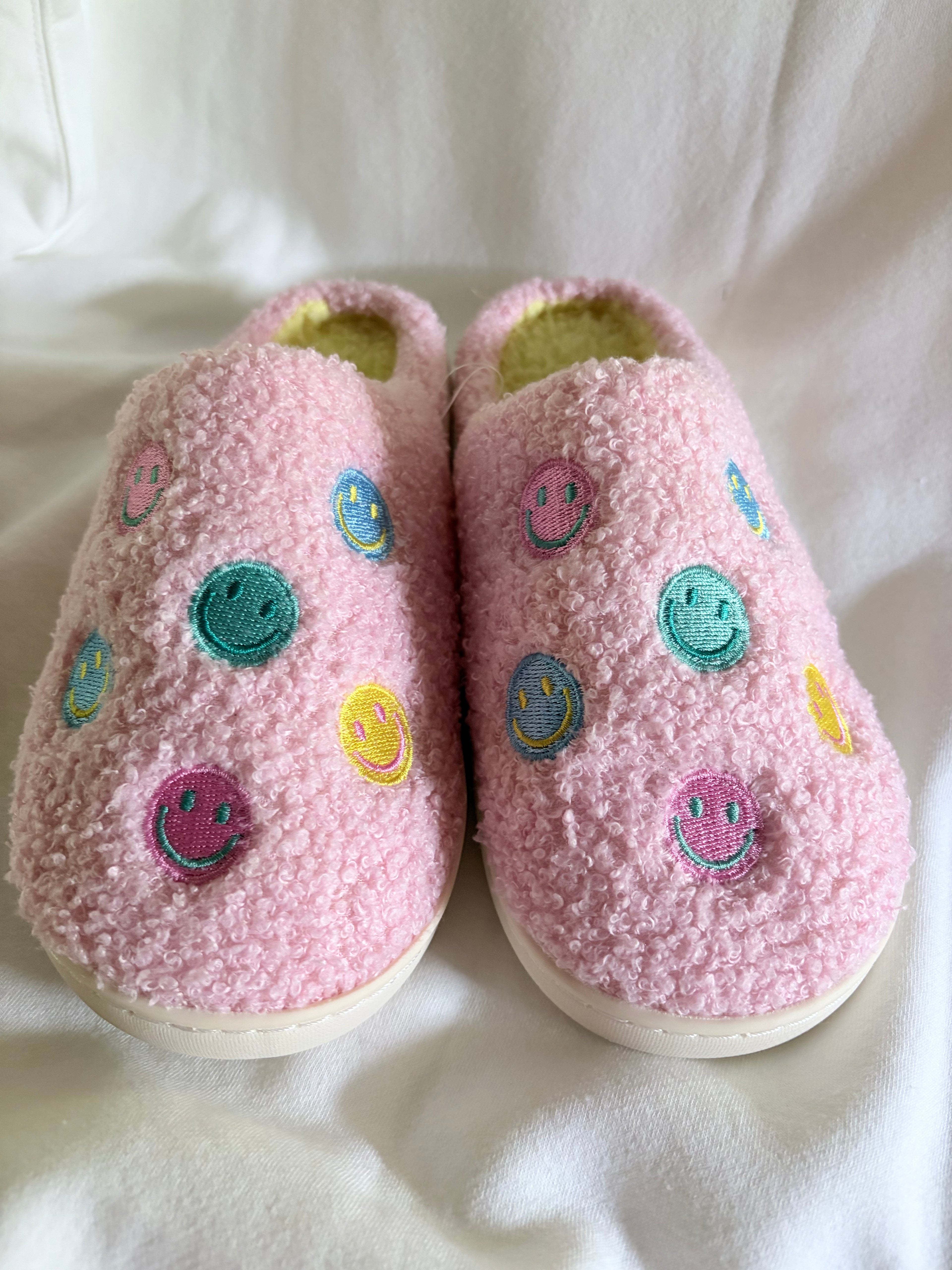 Pink Smiley Face Slippers