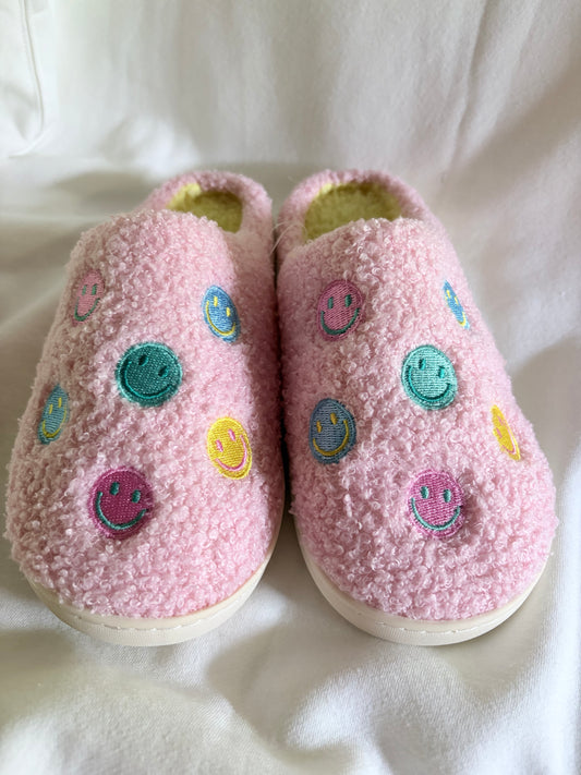 Pink Smiley Face Slippers