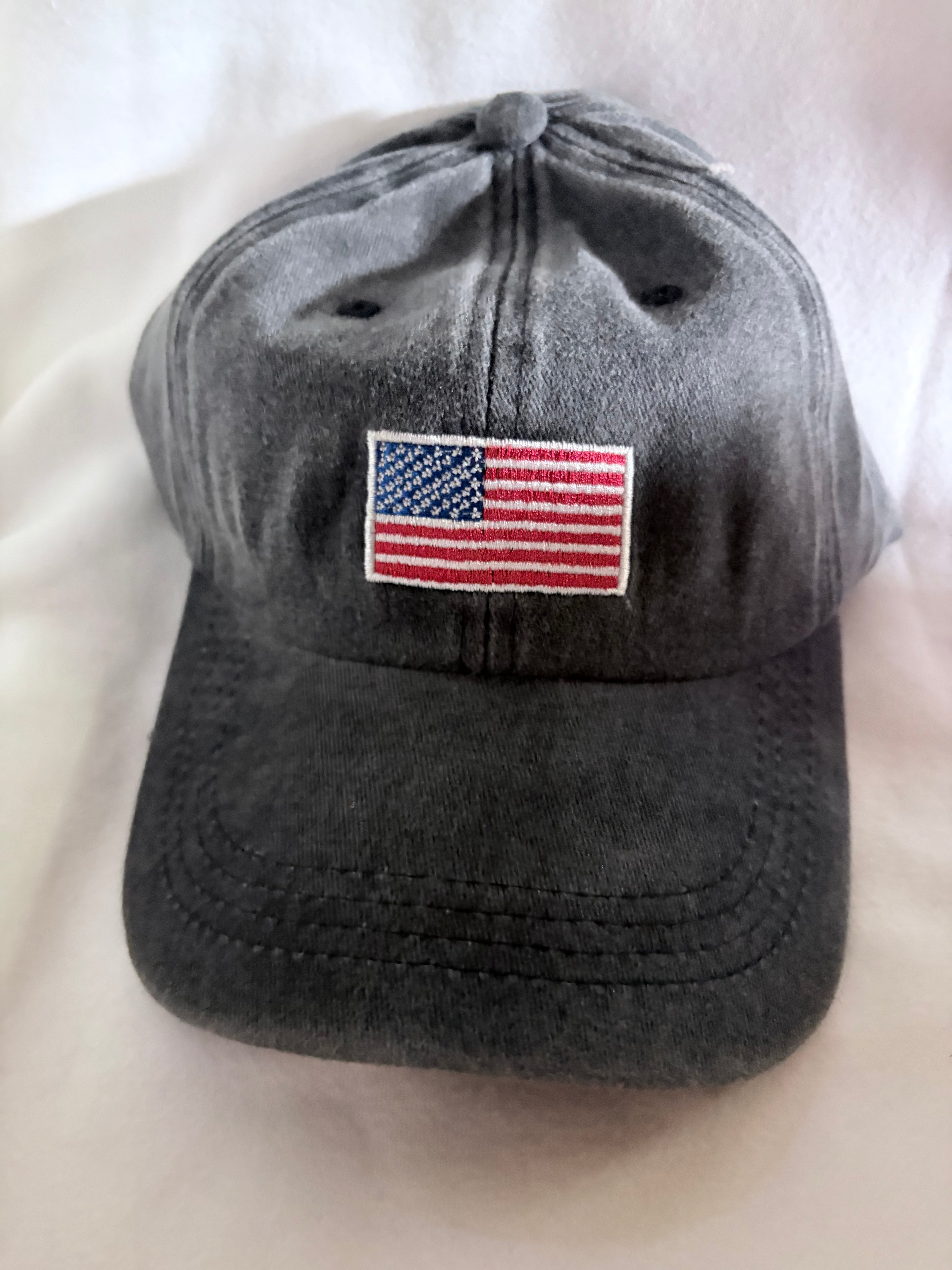 Gray USA flag cap