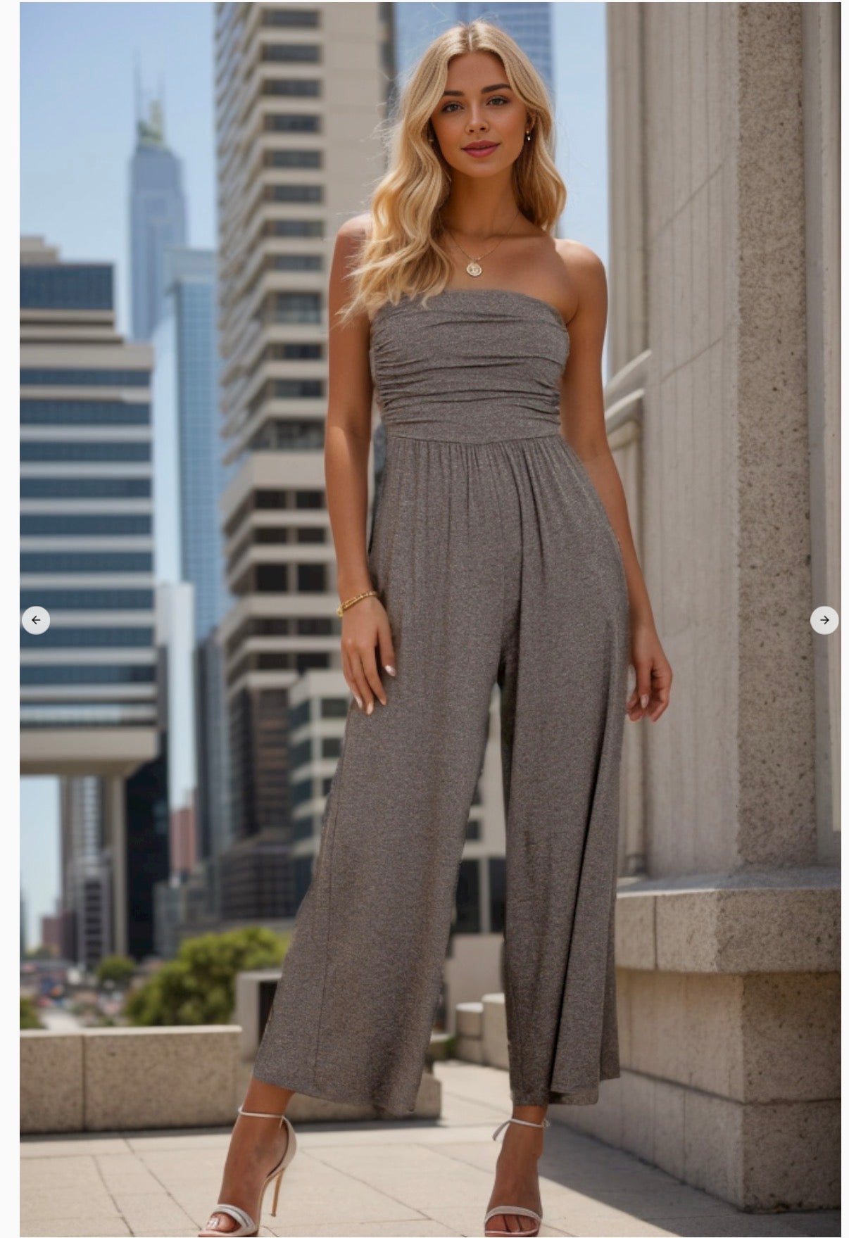 Strapless Ruffle Jumpsuit with Side Pockets