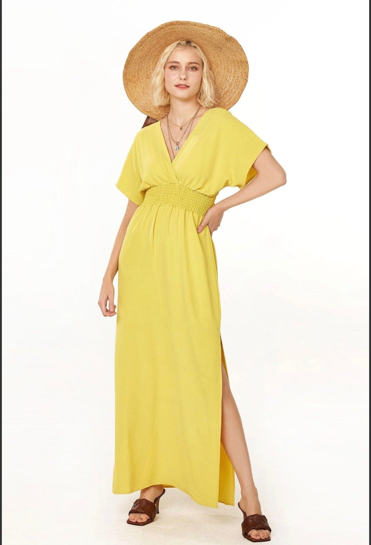 V Neck Wrap Maxi Dress