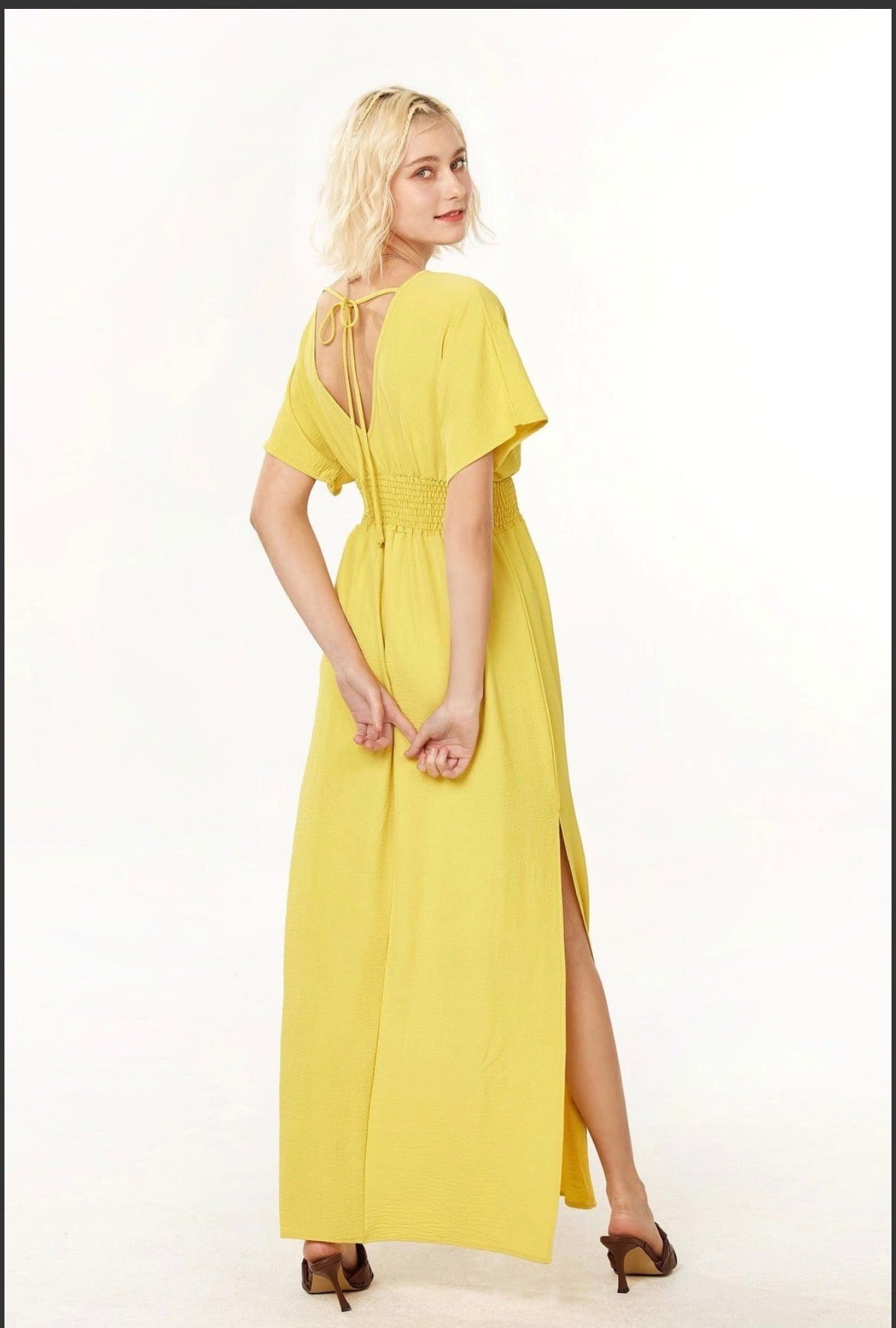 V Neck Wrap Maxi Dress