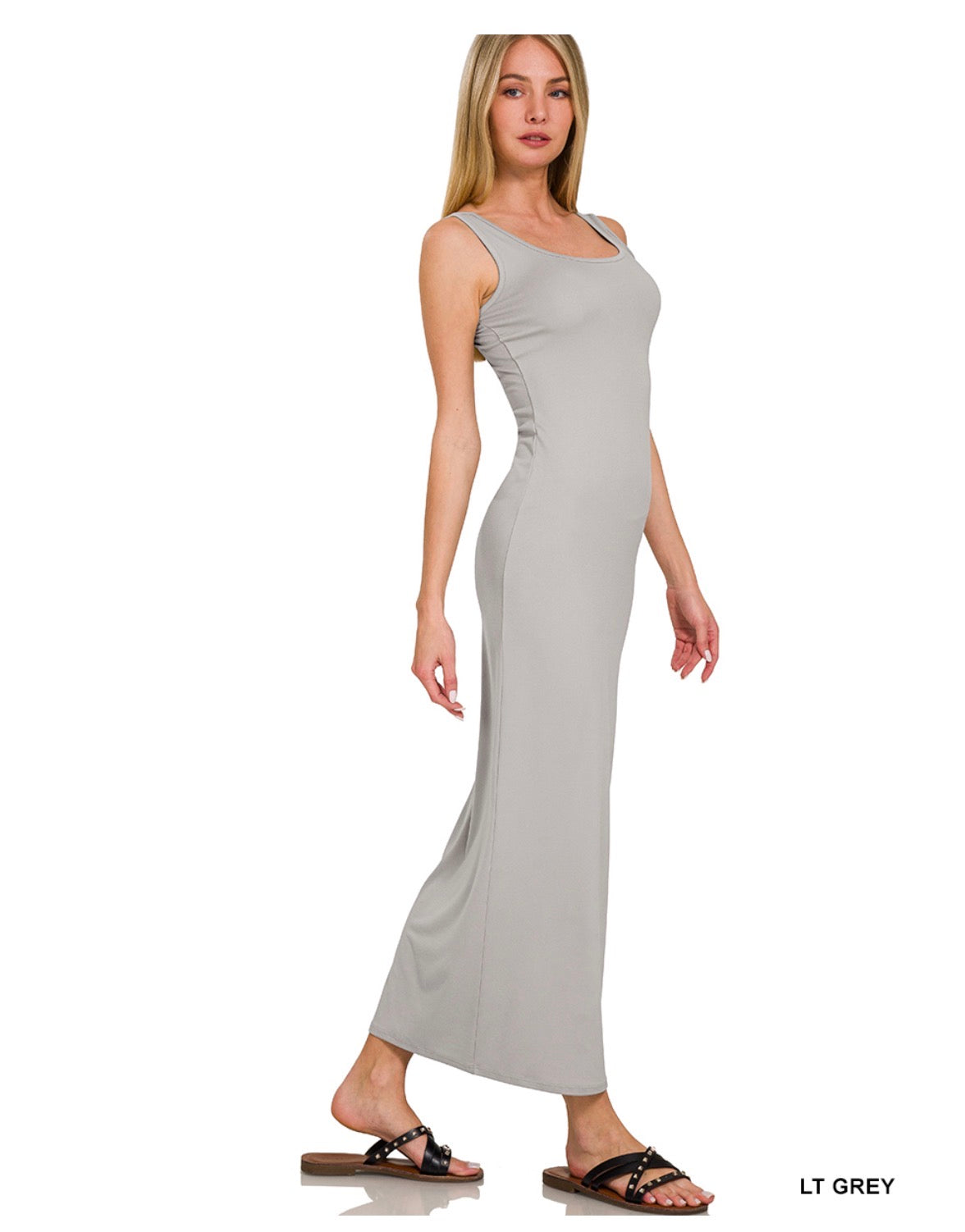 Sleeveless Maxi Dress Light Grey