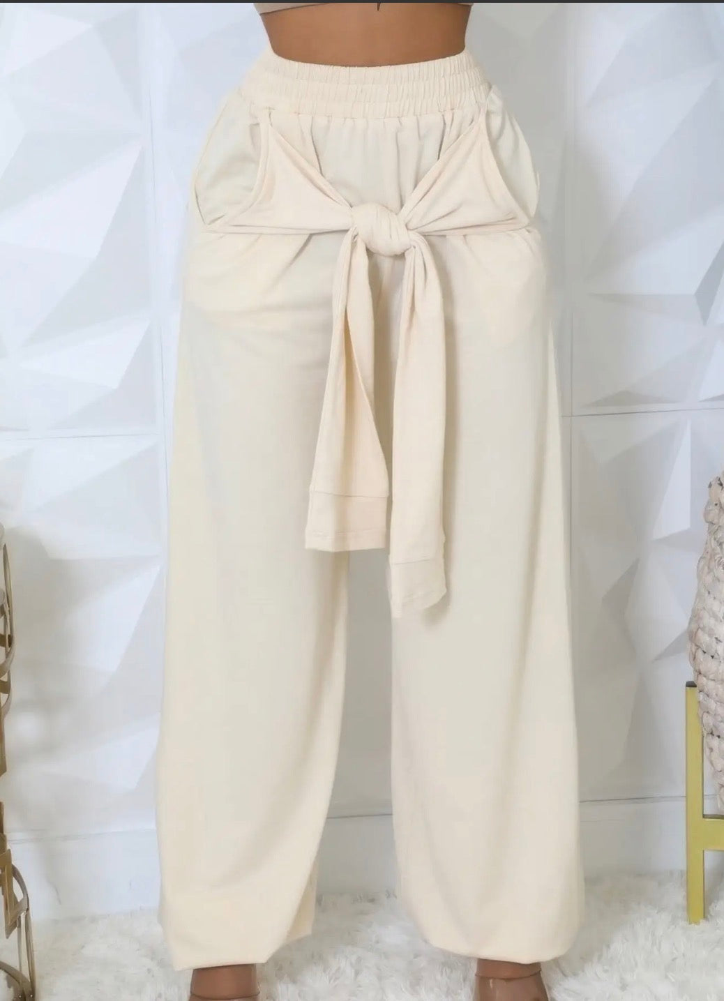 High Waist Front Tie Pants