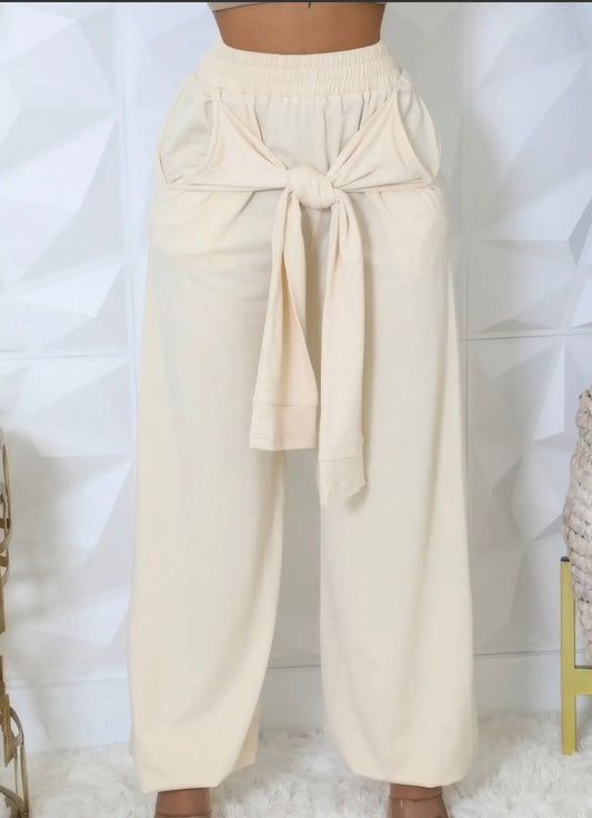 High Waist Front Tie Pants